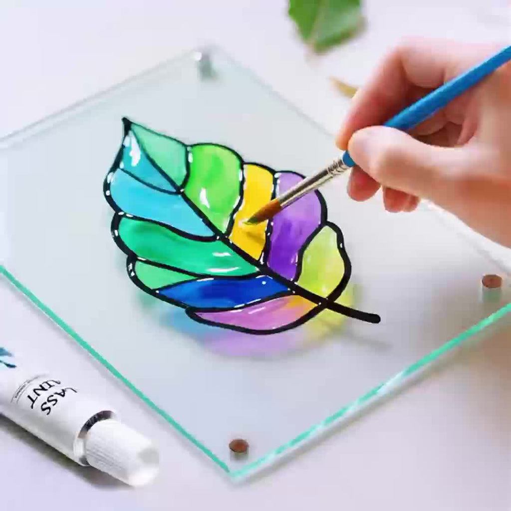 Glass Paint Set 12 Colors Non-Toxic Acrylic Stained Glass Painting Kit for Wine Glasses, Windows, Ceramic Mugs, ASTM Certified, Odorless, with 3 Brushes for Adults, Artists, and Beginners