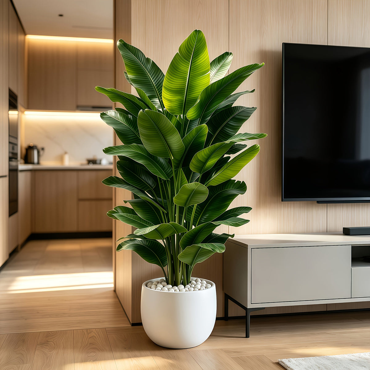 Extra-Large 55.11" Artificial Banana Tree - Thick-Rooted Faux Tropical Plant with Ground Stake, Reusable Indoor Decor for Living Room, Office, Bathroom & Shelf - Wedding, Christmas & Halloween Decor