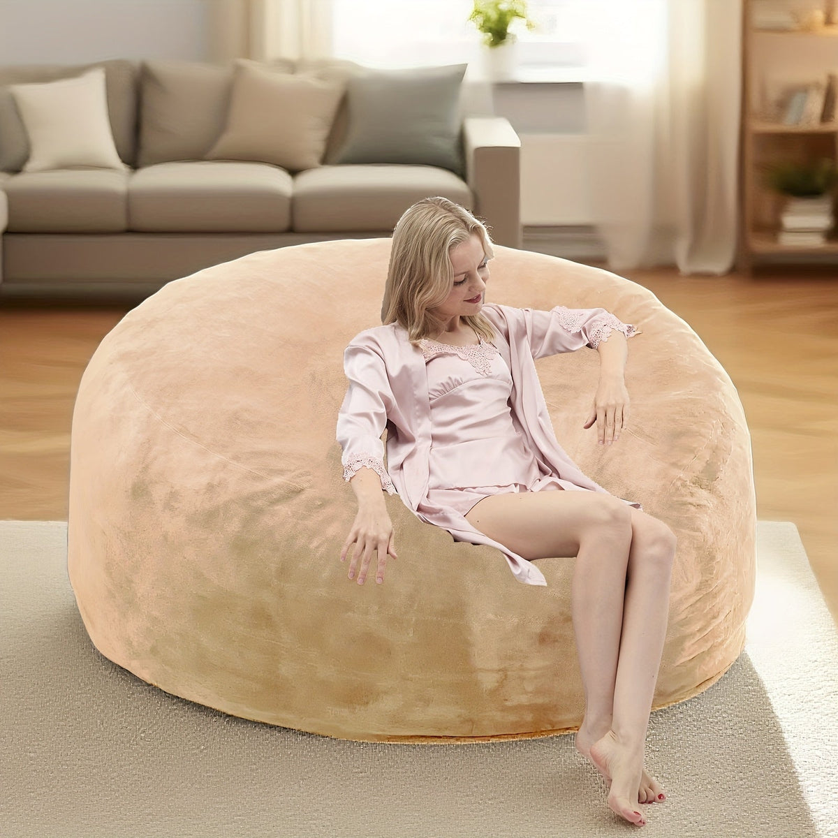 Giant Memory Foam Bean Bag Chair for Adults – Dutch Velvet Cover in 8 Colors & 3 Sizes (3ft 4ft 5ft) for Living Room Bedroom Lounge