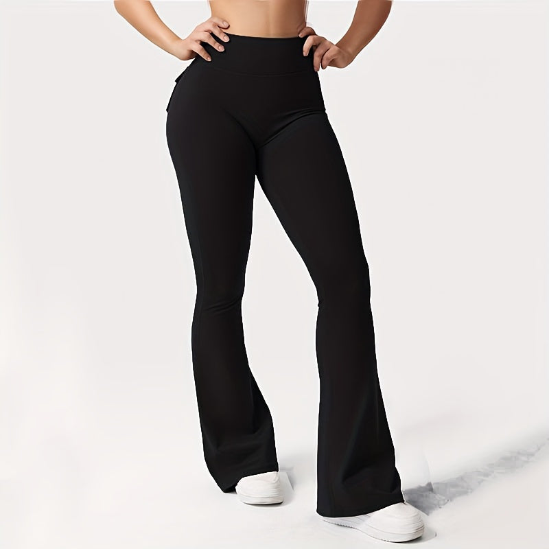 Women's High Waist Flare Yoga Pants Scrunch Butt Lift Leggings with Pockets, Squat-Proof, 4-Way Stretch, Sweat-Wicking Sportswear for Gym, Running, and Workout – 7 Colors, S-XL