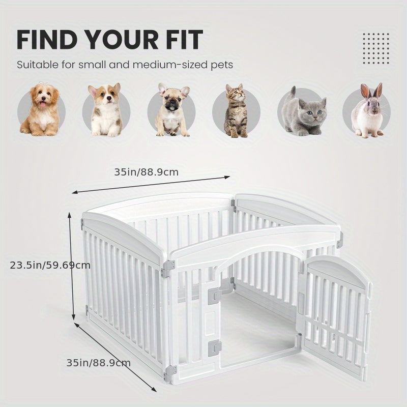 4 & 6 Panel Expandable Dog Playpen with Non-Slip Base, Portable Indoor/Outdoor Puppy Pen with Safety Locking Door for Medium Dogs – Black & White