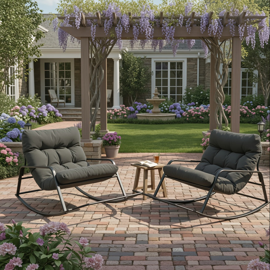 Extra Large Papasan Chair Outdoor Patio Rocking Egg Lounge Chair with Cushion for Deck Garden Camping – Comfortable Reading Chair, Available in 1-Pack & 2-Pack, Multiple Colors