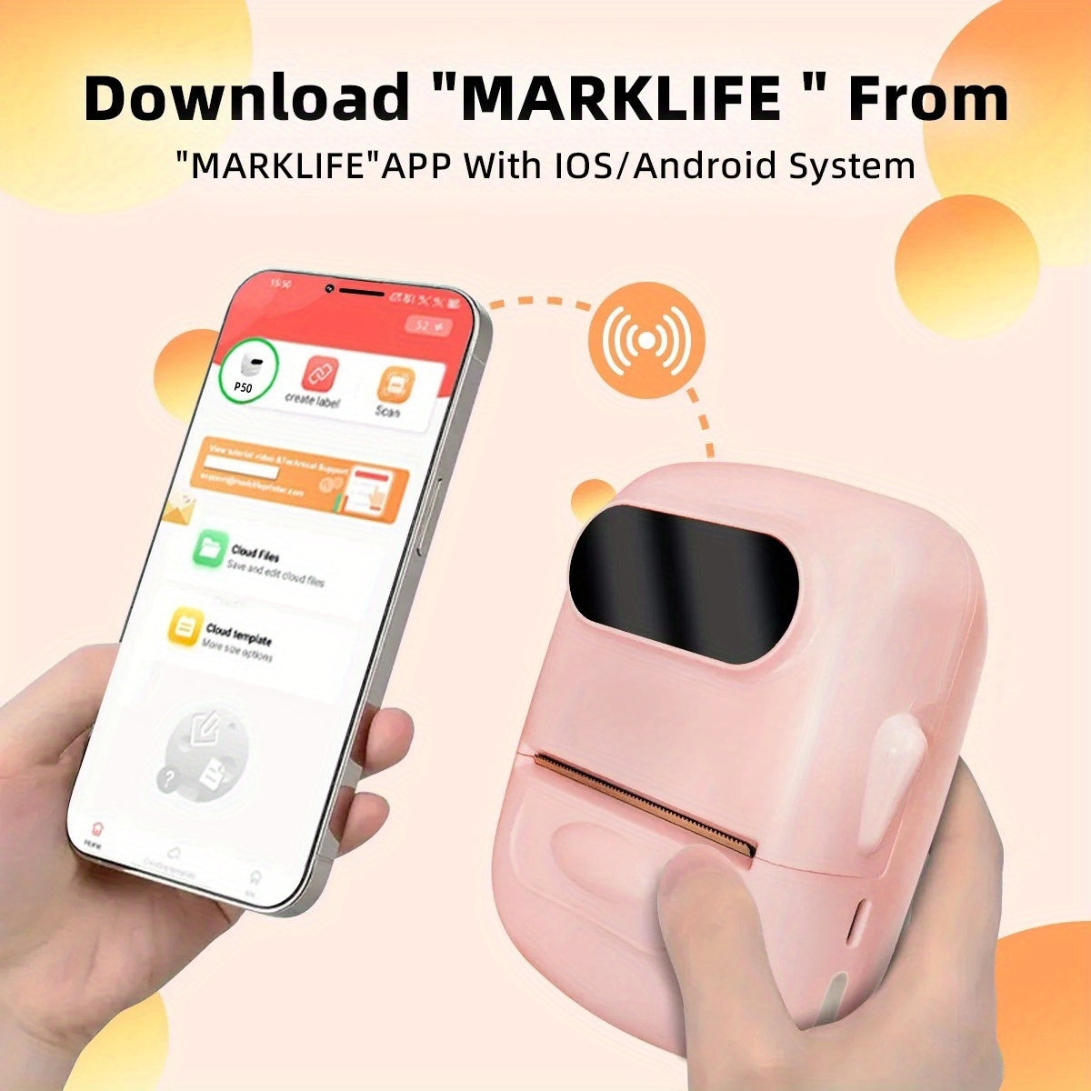 Wireless Thermal Label Maker – No Ink Required, Multiple Templates, Bluetooth Label Printer for Storage Organization, Home, Office, and School Supplies, Pink, White, Blue