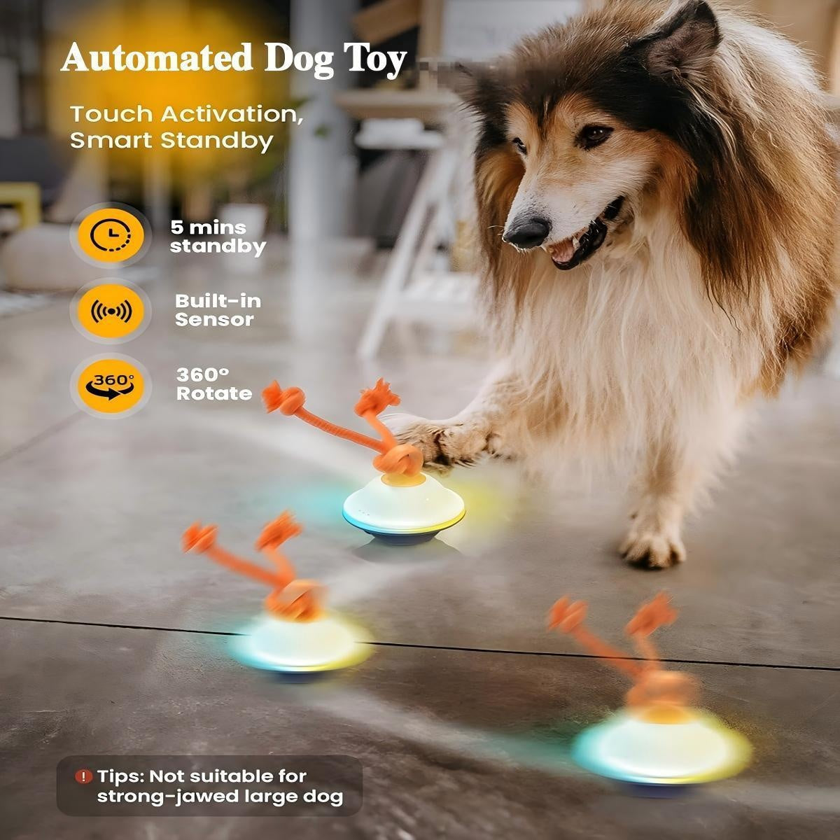 Automatic Moving Rolling Dog Ball Toy with Rope, Motion Activated, Voice Recording, USB Rechargeable, Interactive Stimulation Toy for Small/Medium Dogs, Boredom Relief (Gray/White)