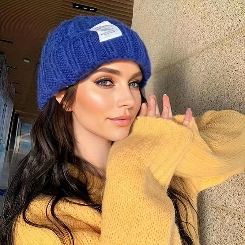 2 Pack Winter Knit Beanies for Women and Men, Candy-Colored Chunky Cable Knit Warm Hats with Ear Protection, Loose Fit Slouchy Beanie for Outdoor Streetwear in Cold Weather