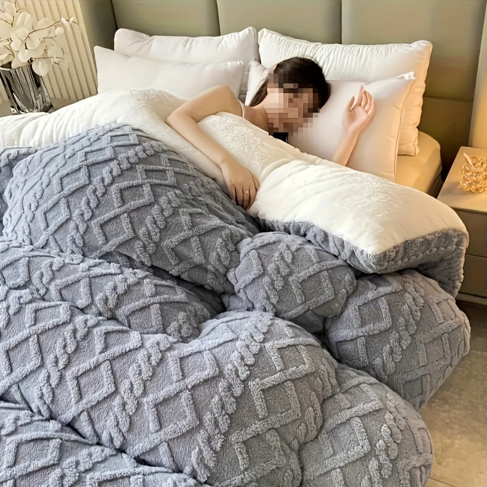 Luxurious Taffeta Comforter - Soft, Thick & Warm, All-Season, Machine Washable - Twin, Full, Queen & King - Kids Bedroom, Guest Room & Hotel - Elegant Gray & Sapphire Blue
