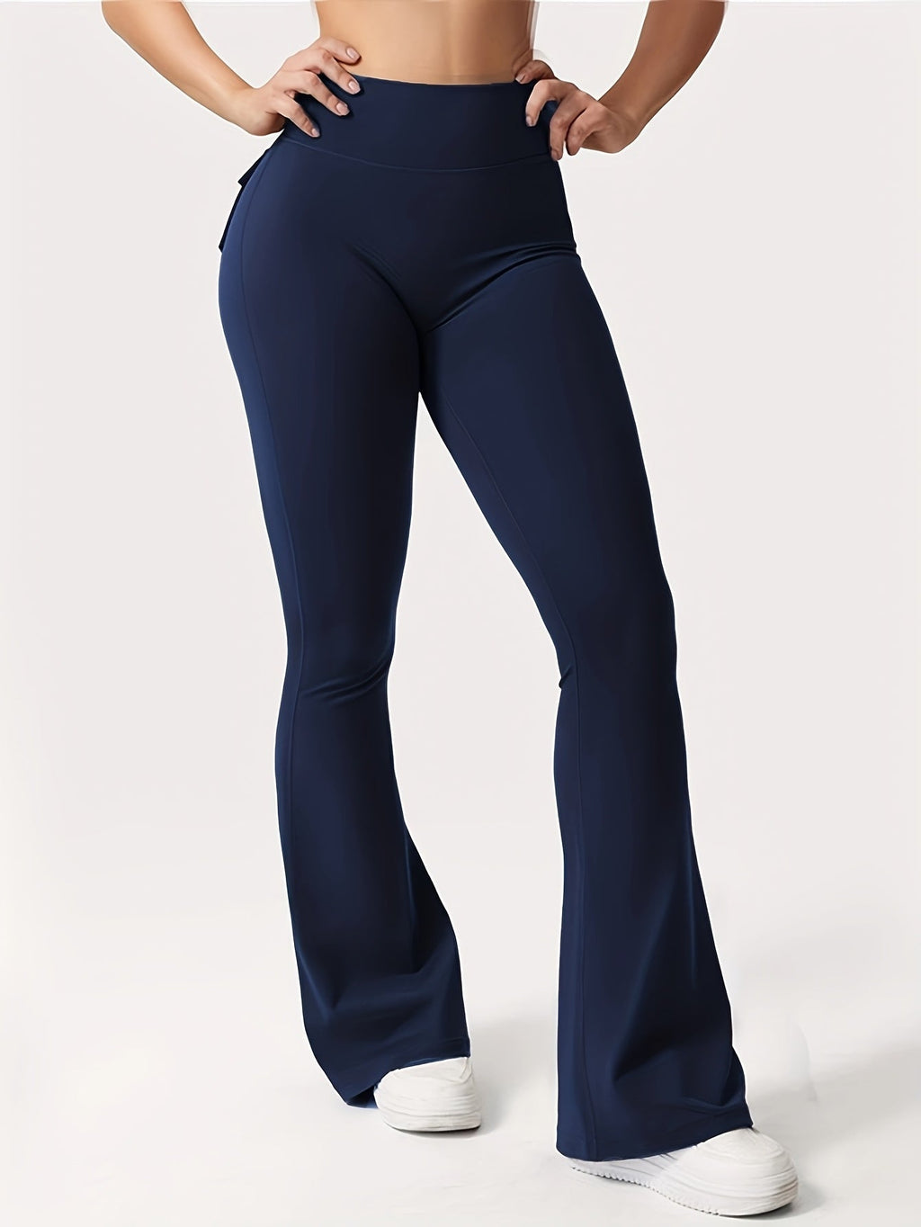 Women's High-Waisted Flare Pants 3-Pack – Butt-Lifting Tummy-Control Quick-Dry Cargo-Style Leggings, Tracksuit Casual Sports Full-Length Trousers (Black, Gray, Green)