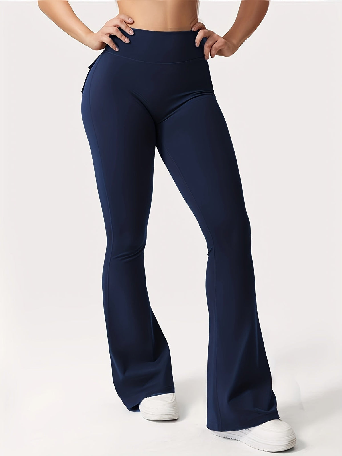 Women's High-Waisted Flare Pants 3-Pack – Butt-Lifting Tummy-Control Quick-Dry Cargo-Style Leggings, Tracksuit Casual Sports Full-Length Trousers (Black, Gray, Green)