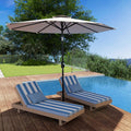 Patio Umbrella 9ft/10ft - Large Outdoor Beach Umbrella with Manual Crank, Tilt & Adjustable Height, Metal Frame, Polyester Fabric - Table or Freestanding - 5 Colors