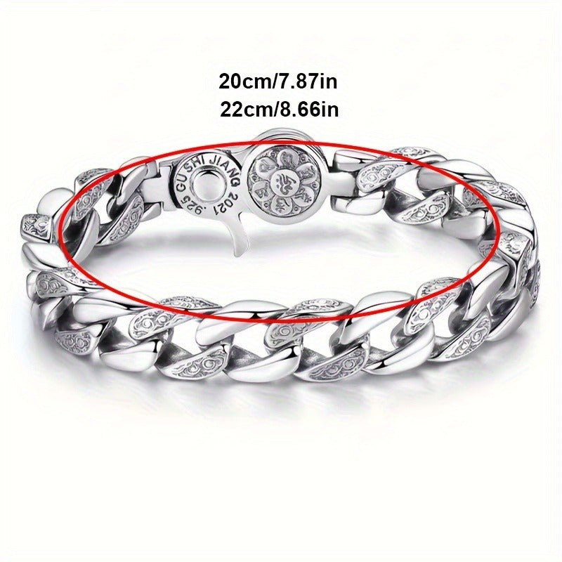 925 Sterling Silver Men's Fashion Bracelet – Classic Chain Design in 3 Sizes: 7.10", 7.87", 8.66" – Everyday Wear Jewelry Gift for Men, Family, and Friends