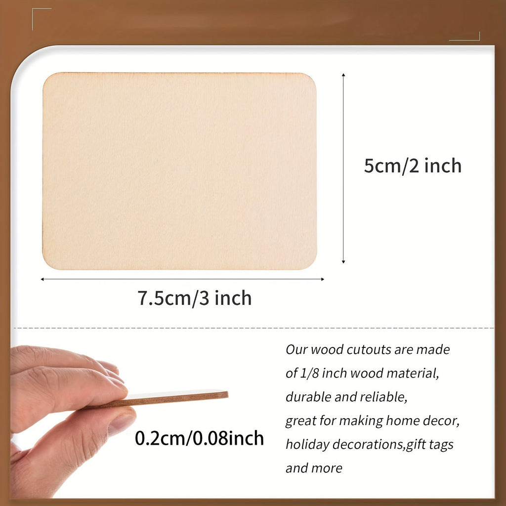 Unfinished Wood Blanks 3x2 Inch Wooden Boards for Crafts, Laser Engraving, Wood Burning, Painting, Art Decorations, Party Gifts, 20/40/80 Pieces