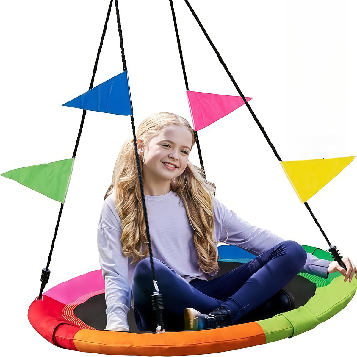 40-Inch Outdoor Saucer Swing – 900 LB Capacity Disc Swing with 900D Waterproof Oxford Fabric & Hanging Strap, Kids & Adults Backyard Tree Swing, Patio Leisure Swing (Multicolor)