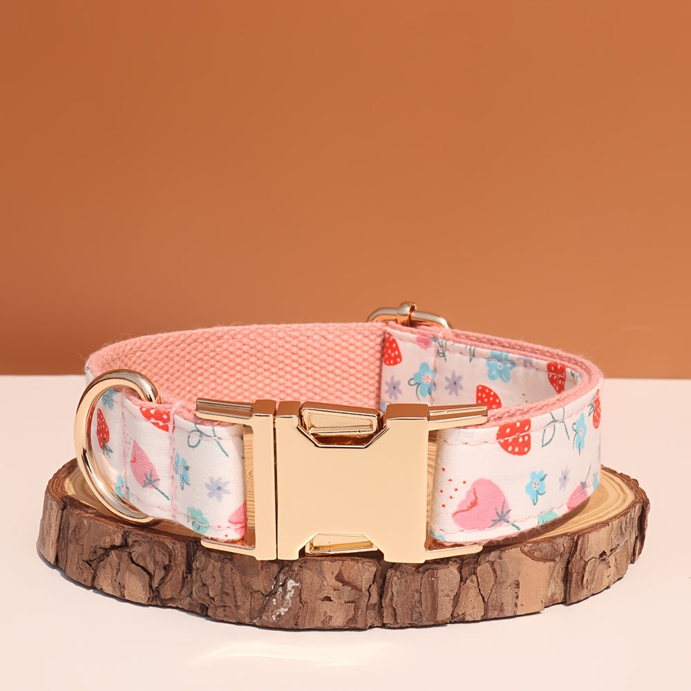 Personalized Dog Collar with ID Tag - Customizable Anti-Lost Pet Collar in 21 Styles, Adjustable XS to XL for Small, Medium, and Large Dogs, Plaid, Floral, and Dot Patterns, Engraved Contact Information