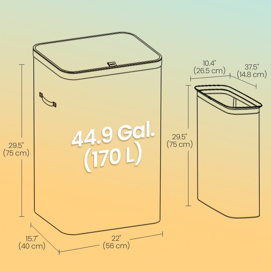 44.9 Gal Large Capacity Laundry Hamper with Lid & Handles Dual Removable Compartment Bags Fiberglass Rod Frame Easy Assembly – Dove Gray Ink Black Beige