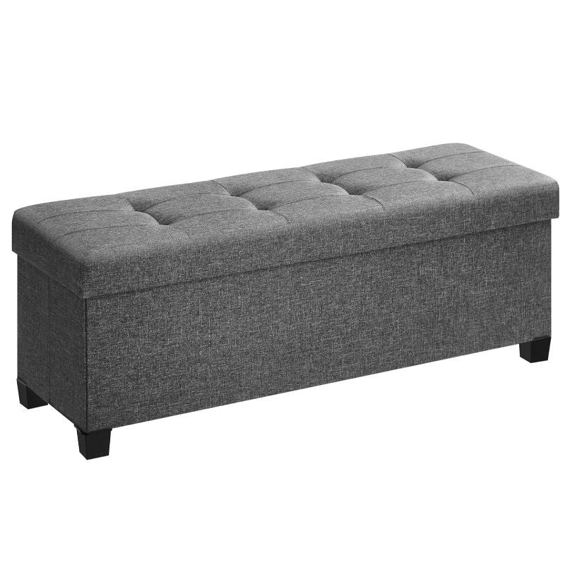 Foldable Storage Ottoman Bench 43" – Upholstered Collapsible Foot Rest & Seat for Living Room Bedroom in 6 Colors