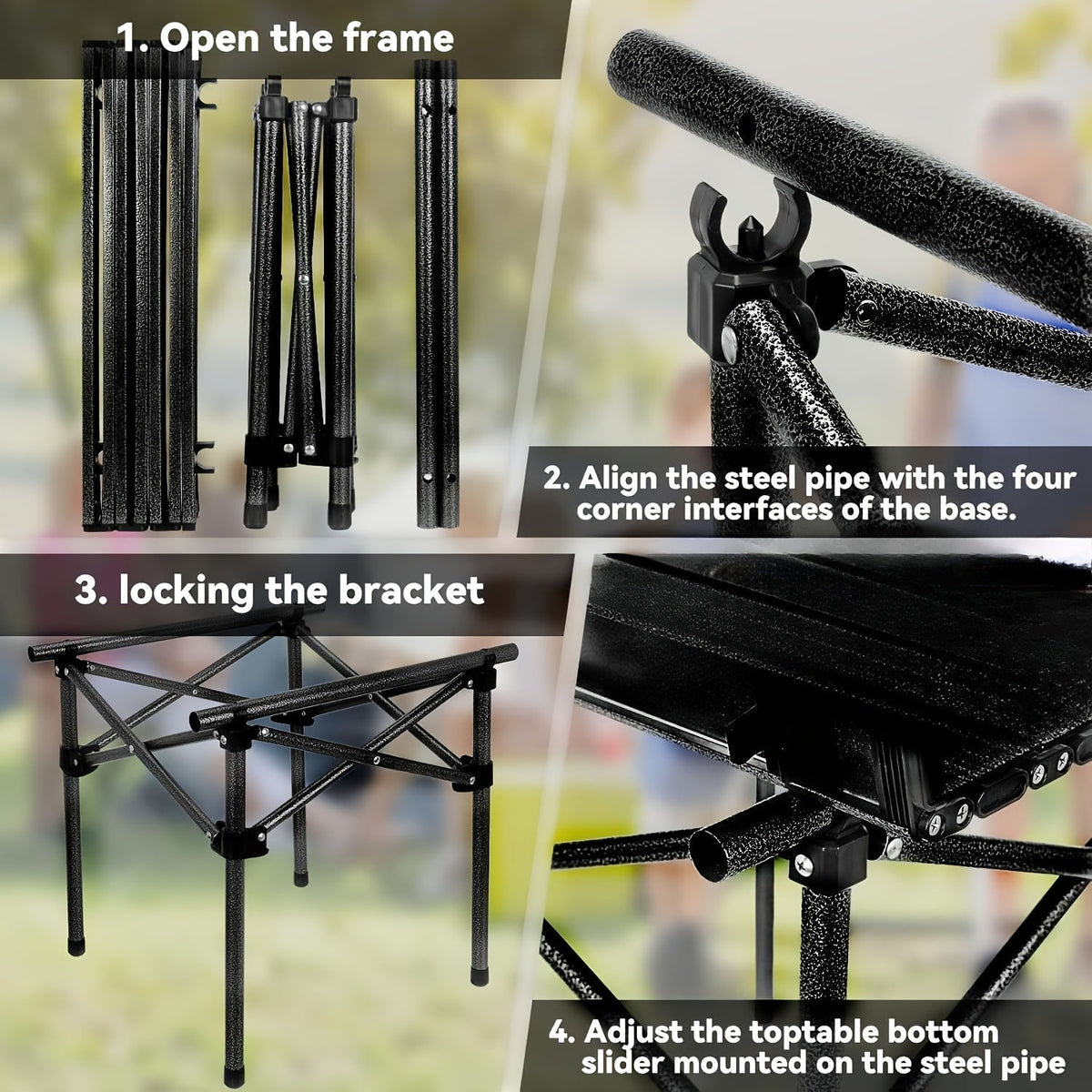 Large Portable Folding Table with Storage Bag - Outdoor Camping, Picnic, BBQ, and Garden Table, Lightweight and Easy to Set Up for Car Travel and Road Trips