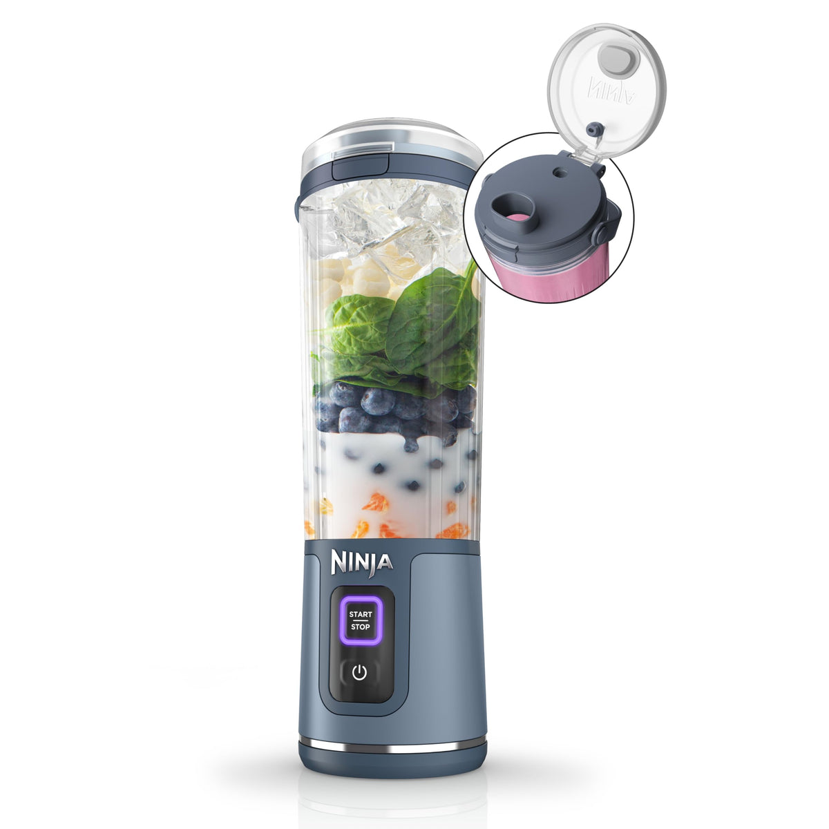 Ninja BC151NV Blast Portable Blender 18 Oz Cordless USB-C Rechargeable BlastBlade Sip Lid Carry Handle BPA Free Dishwasher Safe for Shakes & Smoothies – 6 Colors