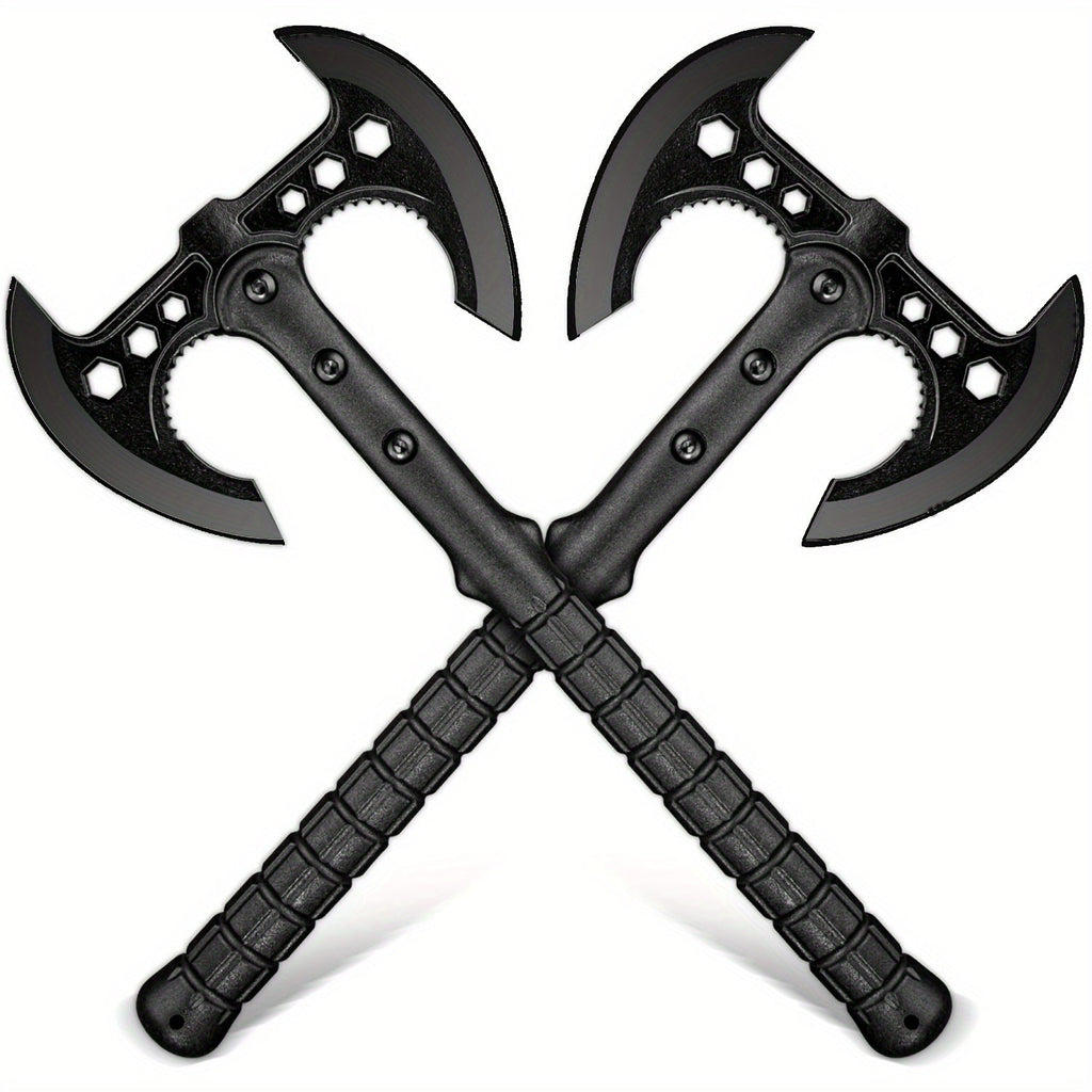 Hand-Forged Dual-Head Camping Axe Set of 2 - High Carbon Steel, Balanced & Portable for Wood Chopping, Trail Clearing & Garden - Gift for Outdoorsmen