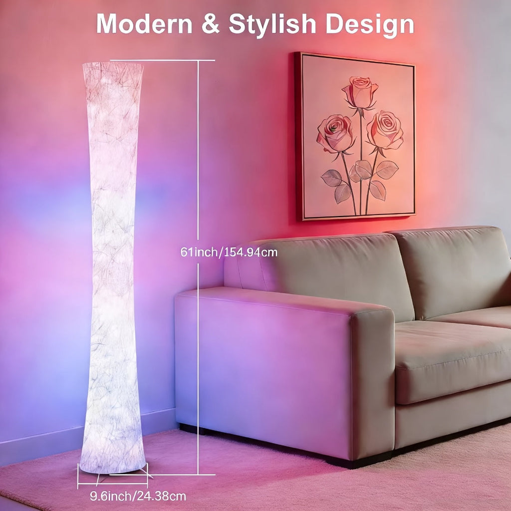 Smart RGB LED Floor Lamp with White Fabric Shade – Music Sync, 16 Million Colors, Dimmable, App & Remote Control, Color-Changing Standing Lamp for Living Room, Bedroom & Office, 1 or 2 Pack – Nova Mart