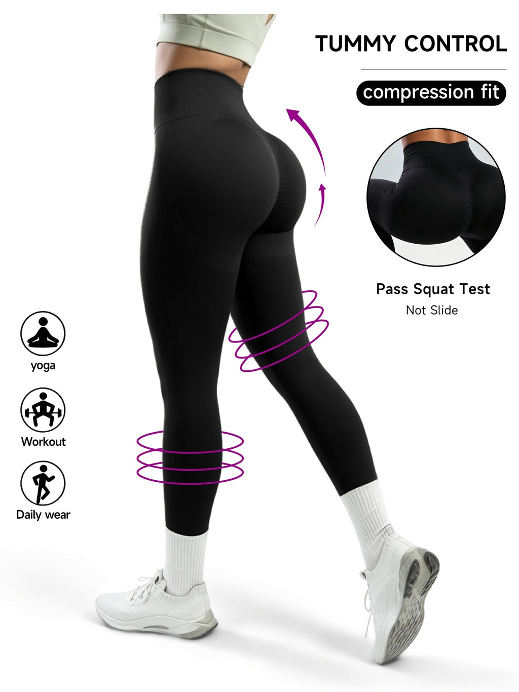 Women's High-Waisted Peach-Lift Yoga Pants – Tummy Control, Four-Way Stretch, Breathable Fitness Leggings for Gym, Yoga & Everyday Wear, All-Season High-Elastic Fabric, Coffee Brown, Black, or Olive Green, S-XL