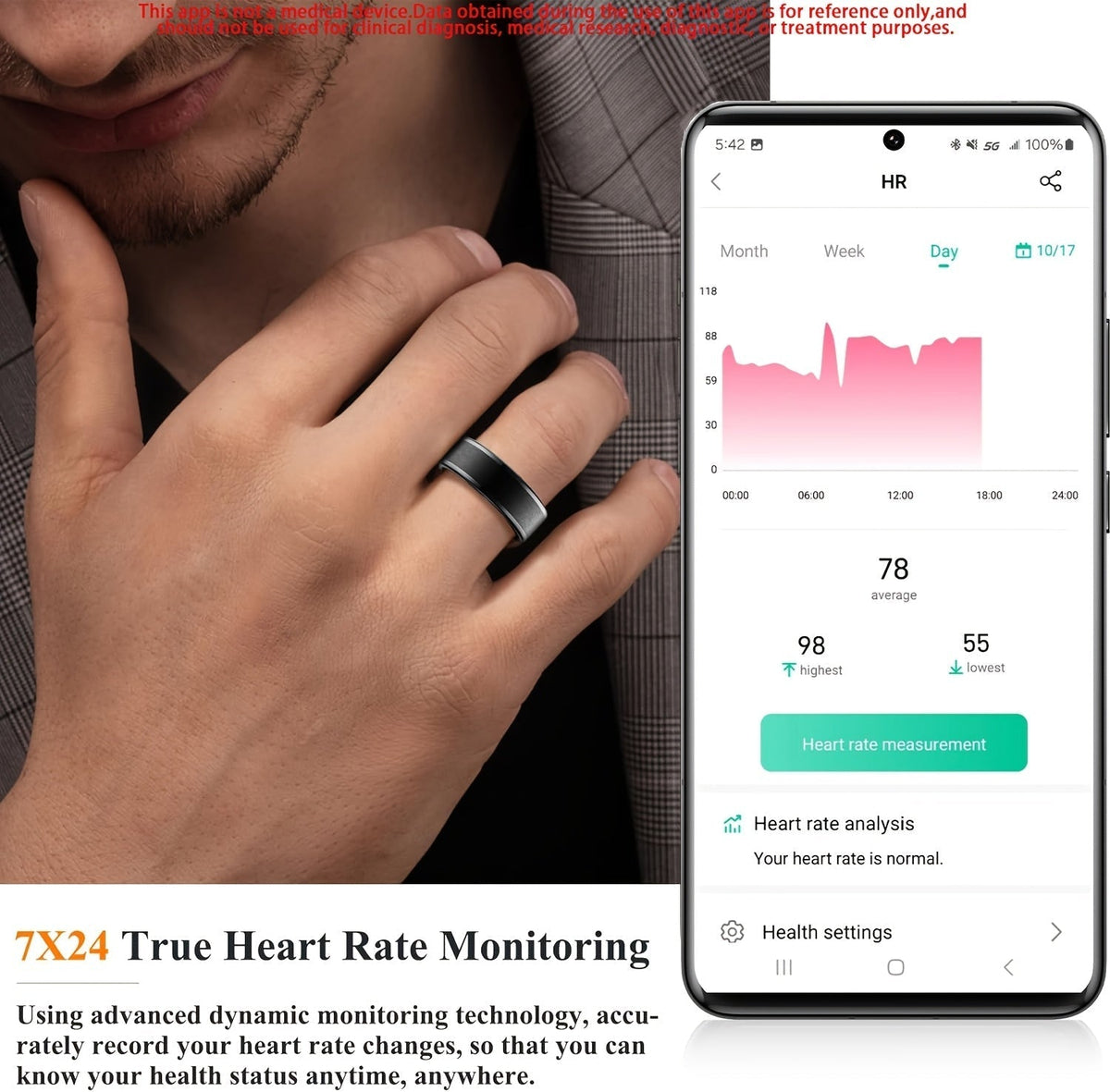 Smart Ring for Women – Fitness Tracker with Heart Rate, Sleep Monitor, Stress & Menstrual Tracking, 100+ Sports Modes, IP68 Waterproof, No Subscription, Compatible with iPhone & Android
