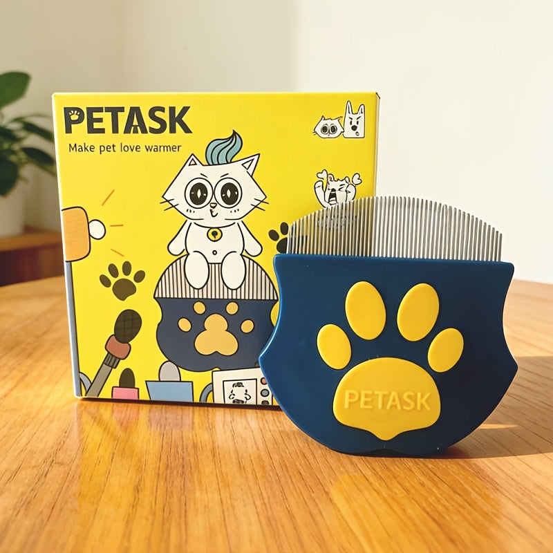 Pet Grooming Comb Set for Dogs, Cats, and Rabbits - Facial Wide-Tooth Needle Comb with Round-Head Curved Design, Flea Comb, and Tail Cleaning Comb for Small-Face and Full-Body Grooming