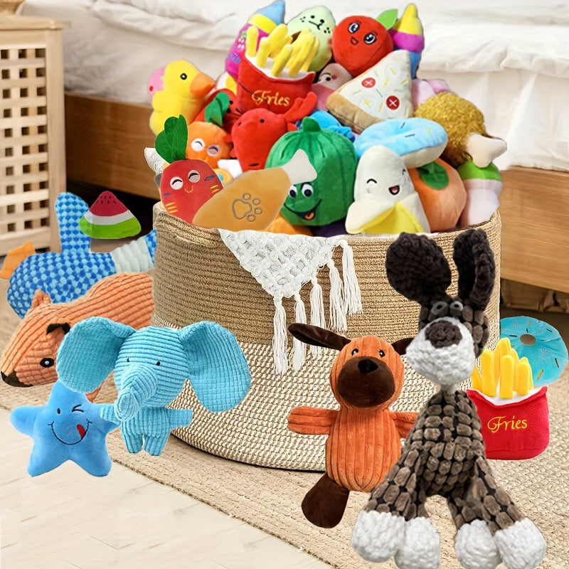 15-Piece Cartoon Plush Squeaky Dog Toy Set – Cute Random Styles, BB Squeaker Chew Toys for Small Dogs, No Battery Needed, Durable Soft Plush Toys for Teeth Cleaning & Play, Variety Gift Pack