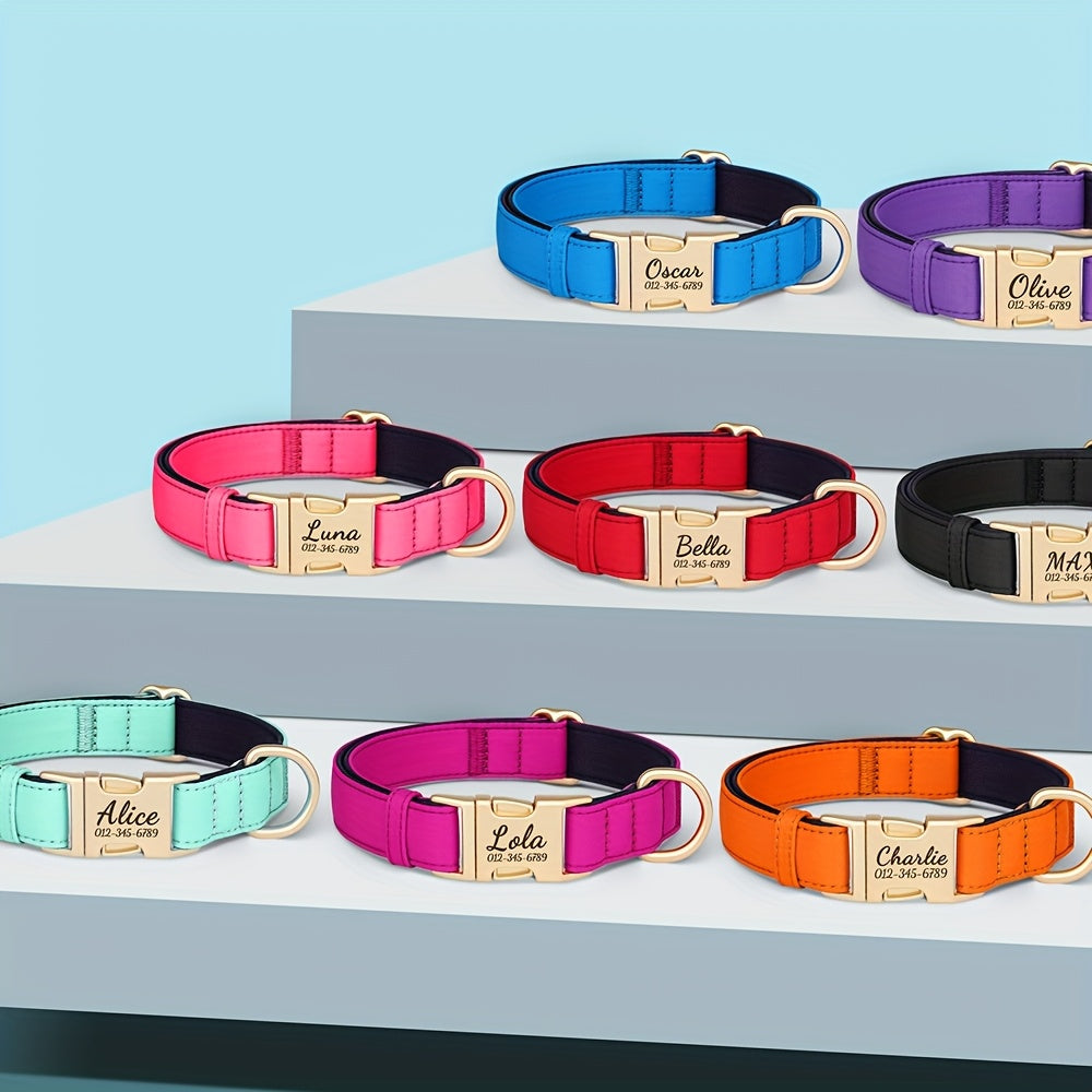 Customizable Nylon Dog Collar with Quick-Dry Diving Cloth Lining – Soft, Comfortable, and Durable Collar for Small, Medium, and Large Dogs – Personalized ID Dog Collar for Daily Walking & Outdoor Activities