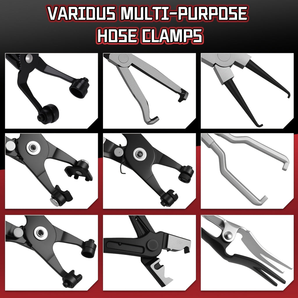 16-Piece Long-Handled Hose Clamp Kit Automotive Spring Wire Clamps Hose Disassembly Tool Set for Fuel Oil & Water Pipe Replacement – Professional Mechanic Tool