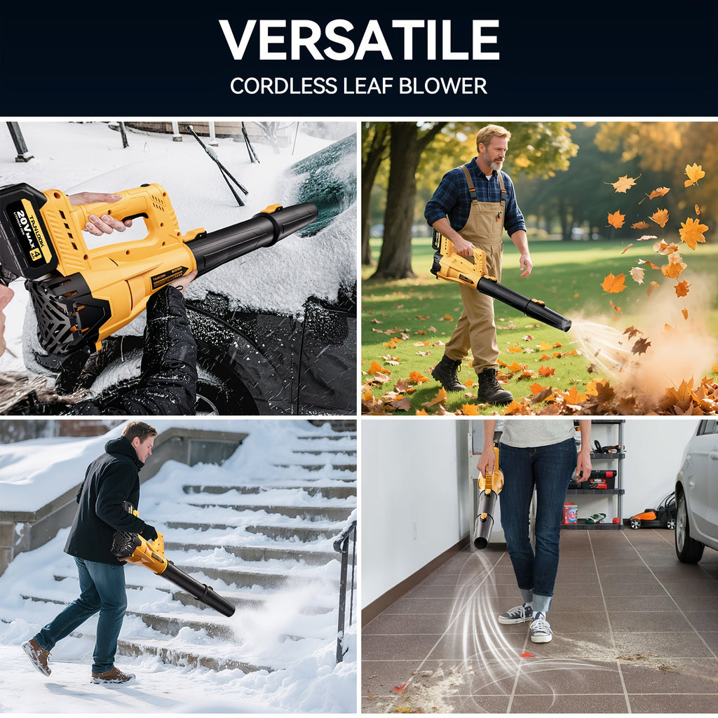 Electric Cordless Leaf Blower with Battery - Extended Nozzle, Ergonomic Anti-Slip Handle, Lightweight for Lawn Maintenance, Debris Removal & Snow Blowing - 6-Speed, Yellow, Red & Pink