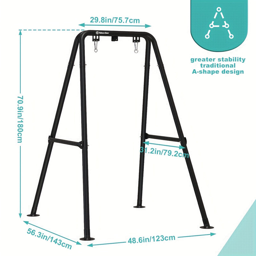 A-Frame Hammock Chair Stand Foldable – Heavy-Duty 300 LBS Steel Swing Stand for Hanging Chair Porch Indoor Outdoor Use in Black White Gold Silver