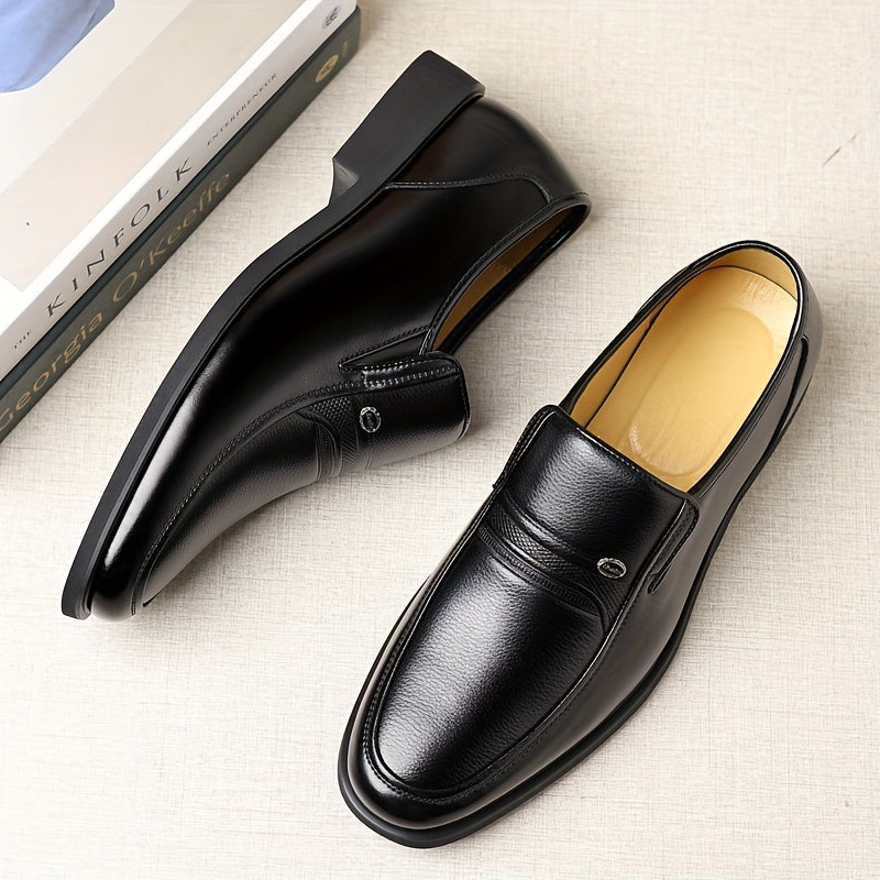 Men's Oxford Dress Shoes Formal Slip-On Business Loafers High-Quality Fashion Leather-Look Footwear for Men Extra Large Sizes US 7-13 Black