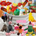 15-Piece Cartoon Plush Squeaky Dog Toy Set – Cute Random Styles, BB Squeaker Chew Toys for Small Dogs, No Battery Needed, Durable Soft Plush Toys for Teeth Cleaning & Play, Variety Gift Pack