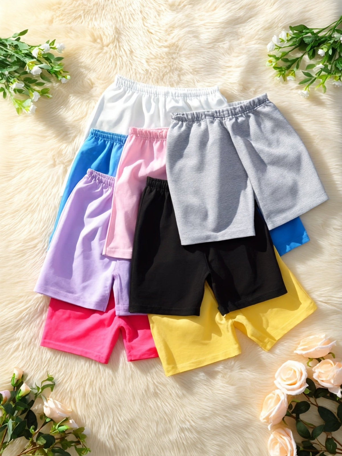 Girls' Bike Shorts 8-Pack, Soft Modal Cartwheel Dance Shorts for Toddlers and Kids, Under-Dress Biker Shorts, Multicolor, Sizes 2-10Y