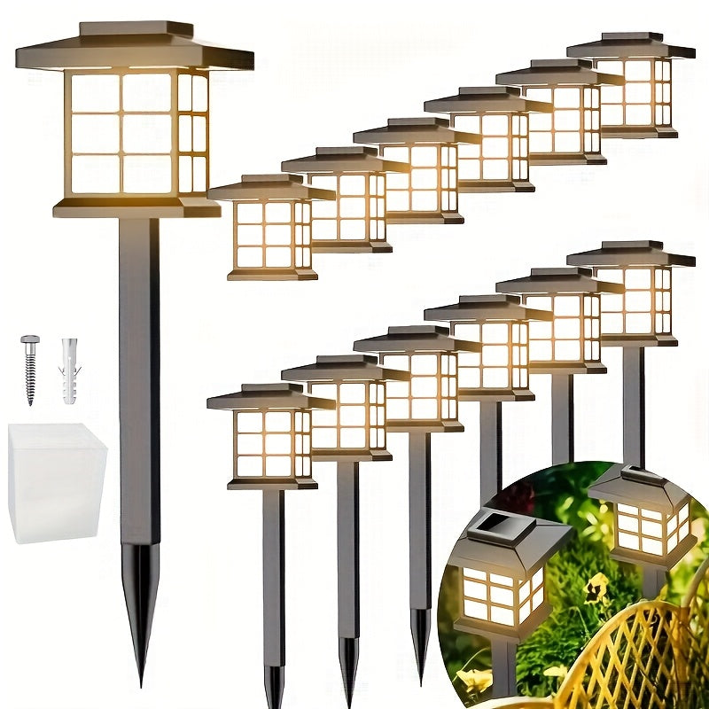 Solar Outdoor Garden Lights 6/12/24 Pack IP44 Waterproof | Warm White & Colorful LED Landscape Pathway Lights for Yard, Courtyard, Patio, Holiday Decoration – Auto On/Off