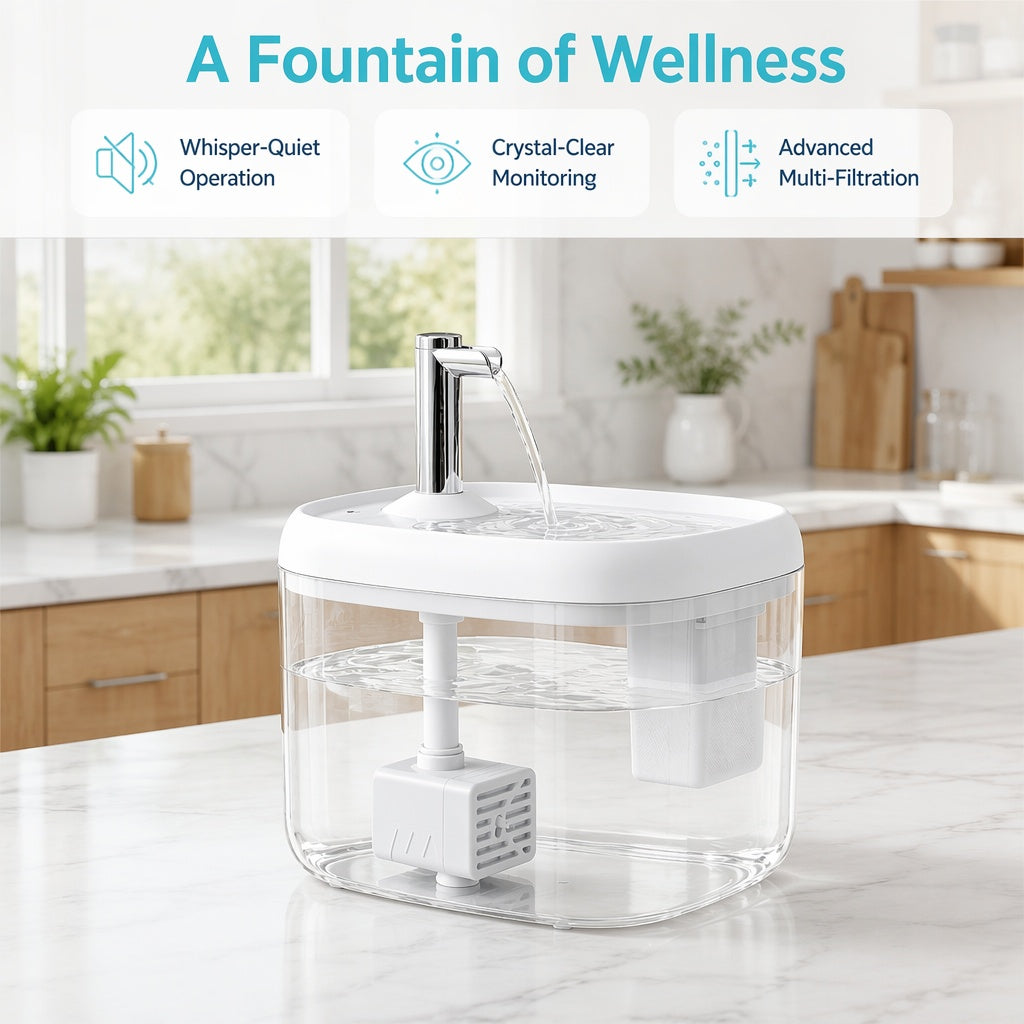 Faucet Fountain Pet Water Dispenser for Cats and Dogs - Large Capacity Silent Automatic Circulation Cooling Water Fountain, No Battery Required - Summer Pet Hydration Station (Gray, Yellow, White)