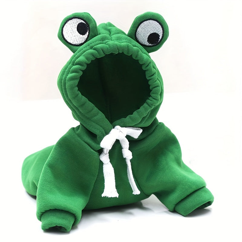 Frog Hoodie Dog Sweatshirt for Small and Medium Dogs - Warm Cozy Dog Hoodie for Cold Weather, Cute Frog Costume Dog Clothes in 4 Colors & Sizes S-XXL for Chihuahua, Pomeranian, Corgi, and Dachshund