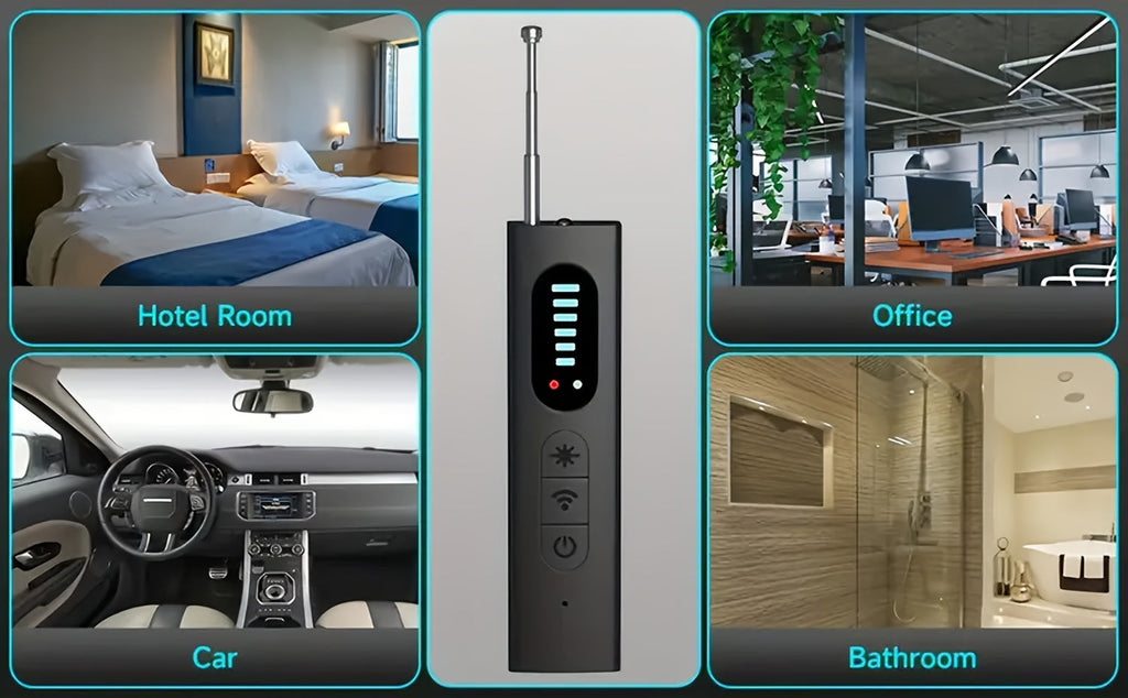 Hidden Camera Detector Anti-Spy RF Signal Scanner – Bug Detector, GPS Tracker & Listening Device Finder, Portable Rechargeable Multi-Function Security Sweeper for Travel, Hotel, Home, Office, Car