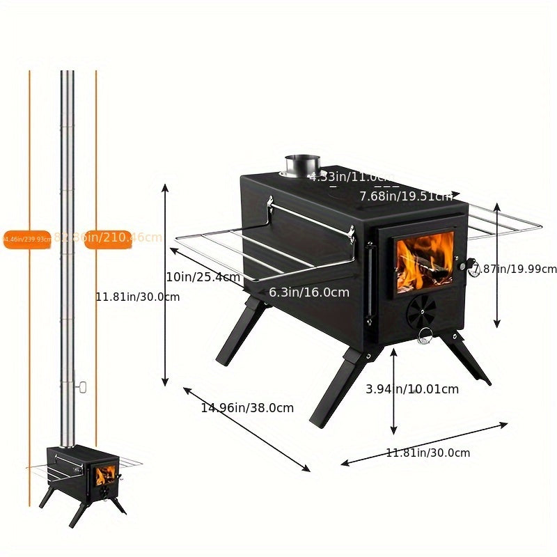Portable Foldable Stainless Steel Wood Burning Camping Stove No Electricity or Flint Needed – Lightweight Compact Camp Stove for Tent Hiking Backpacking & Outdoor Cooking