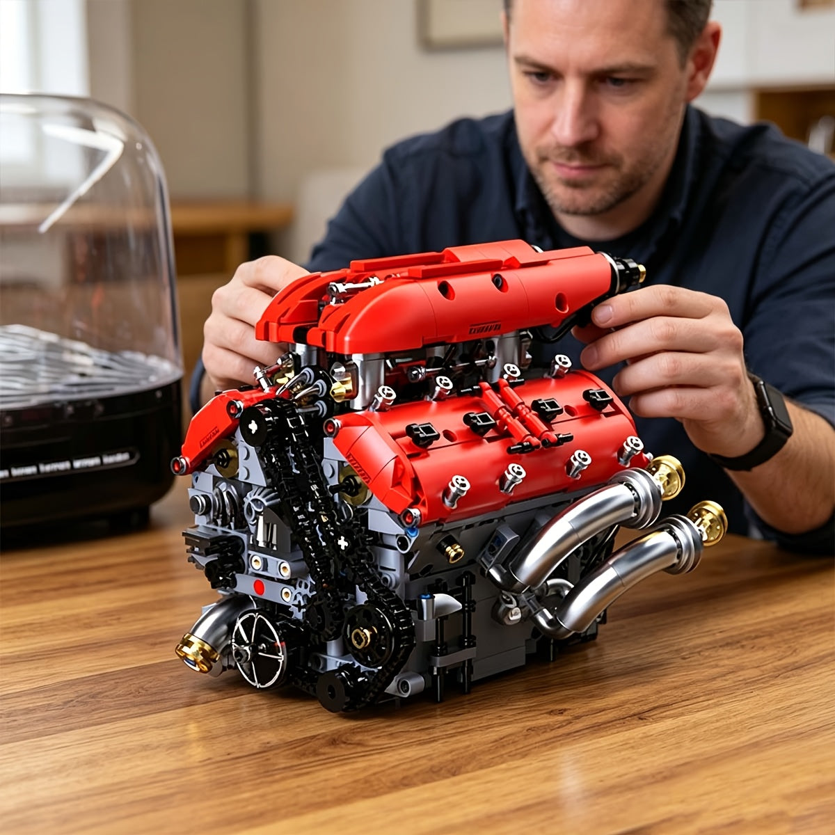 UNCLE BRICK V8 Engine Model Kit That Runs – Motorized Working Engine with Chain & Cylinder Linkage, STEM Mechanical Building Set for Adults, Car Enthusiast Gift, Red – Nova Mart