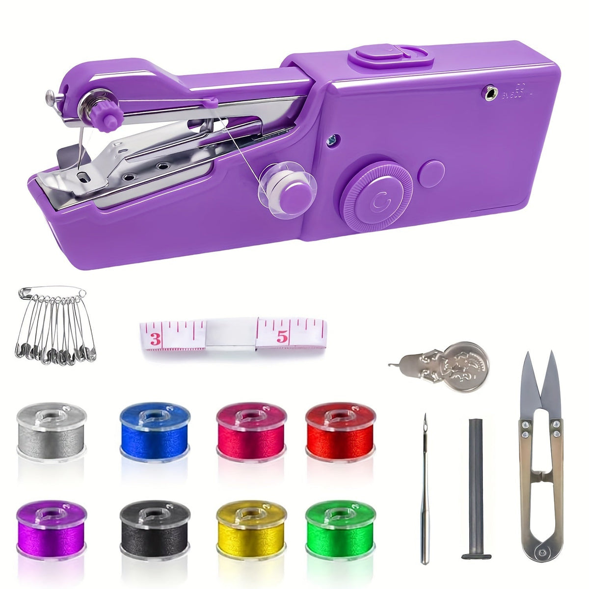 Handheld Mini Sewing Machine 36-Piece Set, Cordless Portable Electric Sewing Kit for Beginners, Adults, Home, Travel, and Clothes Repair (Purple, Black, White, Pink)