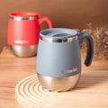 16.91oz Double-Layer Stainless Steel Covered Mug with Lid - Heat-Resistant Coffee & Water Cup - Family, Outdoor & Camping - Blue, Red & Khaki