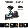 3-Channel Dash Cam, 4K Front + 4K Interior + 1080P Rear, includes Free 32GB Card, Night Vision, G-Sensor, Wide Angle, Real-Time Recording & Parking Monitor – Velora