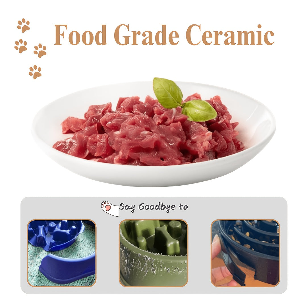陶瓷猫碗4件套（带猫爪印设计）——猫须友好型宠物食水盆，适用于干湿粮，多功能猫咪及小型犬喂食套装，可用洗碗机清洗，易于清洁
