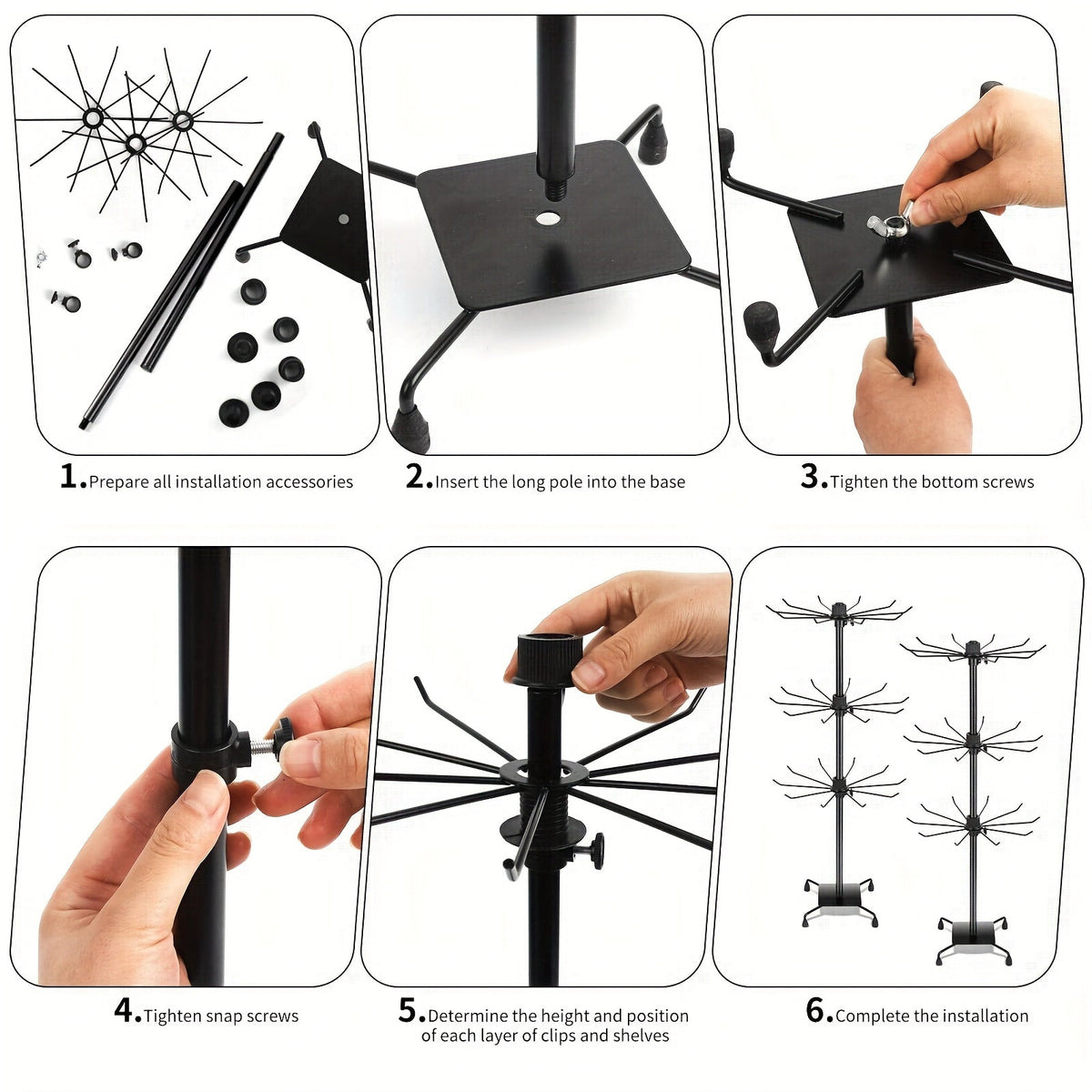3-Tier Rotating Display Rack, Adjustable Multifunctional Organizer Stand for Jewelry, Keychains, Socks, Hats, Toys, and Accessories with Rotating Base and Movable Design