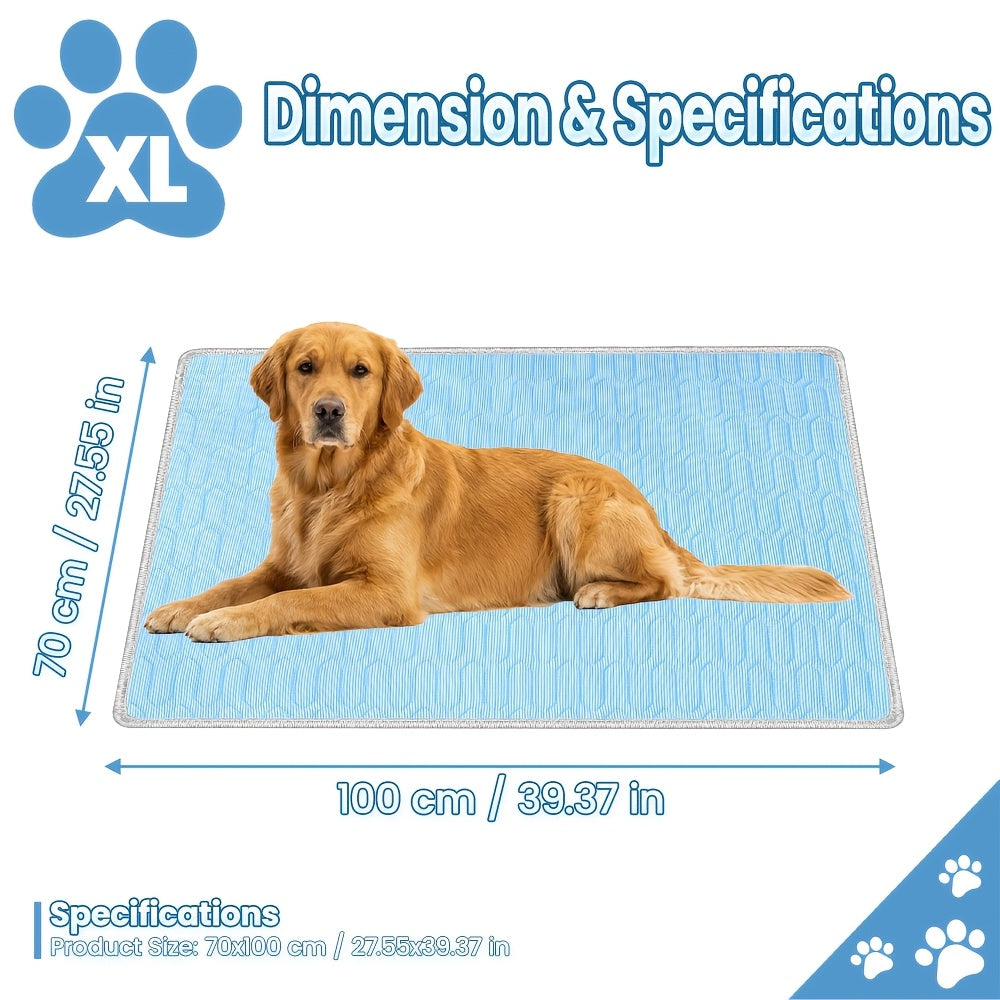2026 Upgraded Summer Pet Cooling Mat - Ice-Cool Sweat-Absorbent Sleeping Pad for Cats & Dogs, Keeps Pets Cool All Summer, 3 Sizes M/L/XL for Small, Medium & Large Pets (Blue)