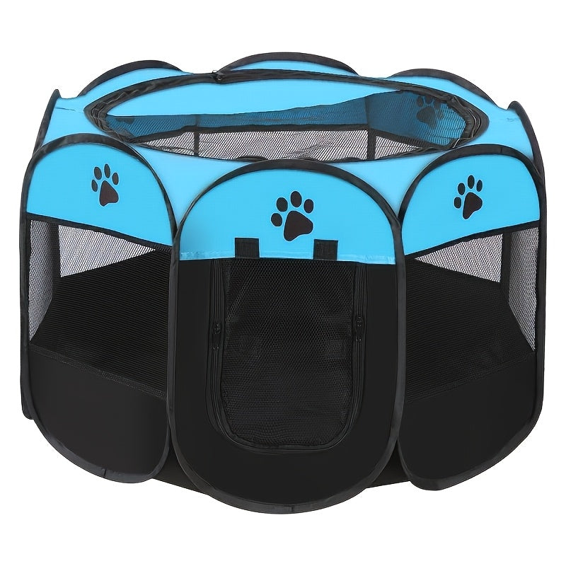 Foldable Octagonal Pet Playpen Tent for Dogs and Cats - Oxford Fabric, No Assembly Required, Indoor/Outdoor Pet Enclosure, Kennel, Maternity Room, Available in M, L, XL, Blue & Beige