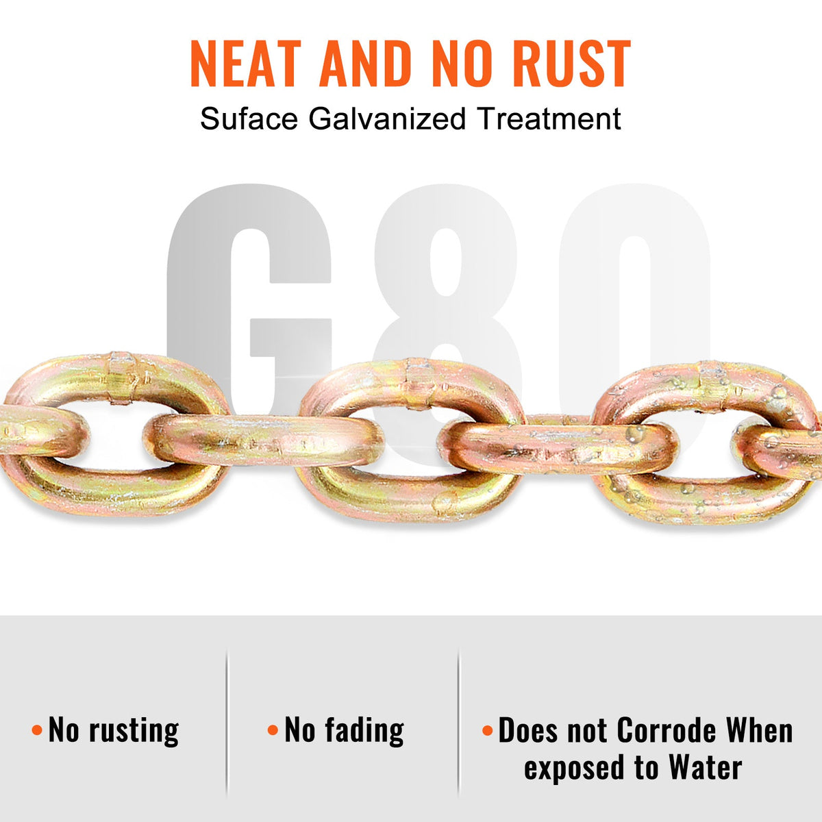 G80 Transport Binder Chain 2-Pack, 5/16"x20FT, 4900 lbs WLL, 4:1 Safety Factor, Grab Hooks, Galvanized Manganese Steel, DOT Compliant, for Towing, Dock, Factory, Construction & Mining