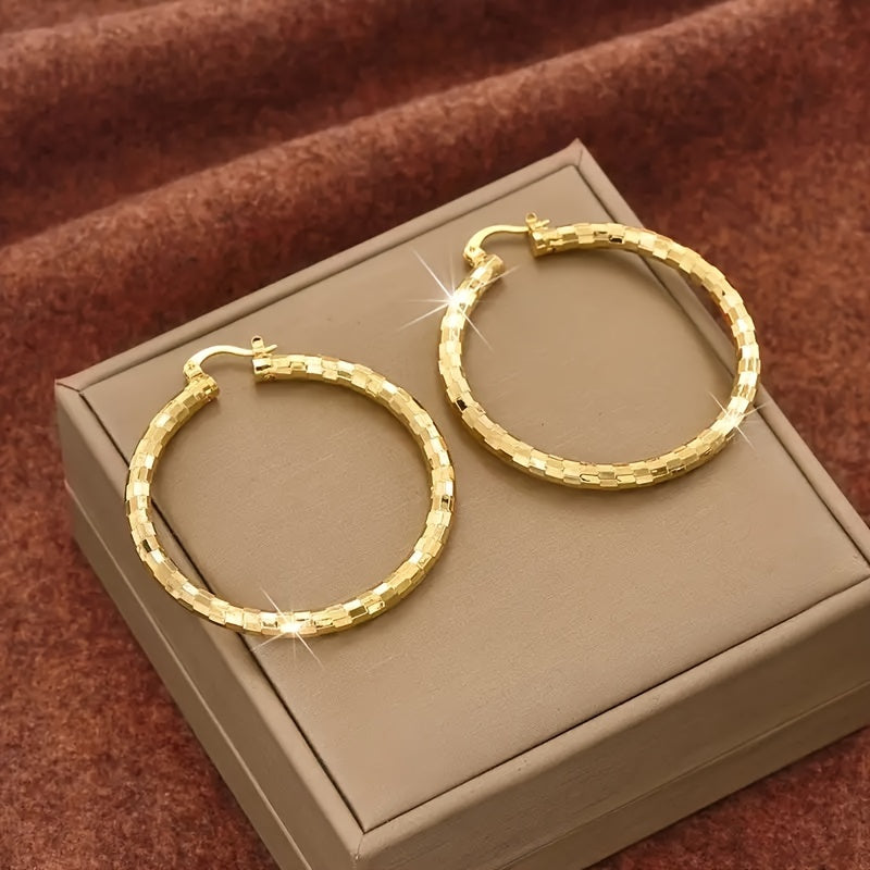 14K Gold Plated Twisted Hoop Earrings for Women – Vintage Bohemian Creole Round Hoops, Nickel-Free Copper, Perfect for Daily Wear, Wedding, Party, Birthday, and Christmas Gifts