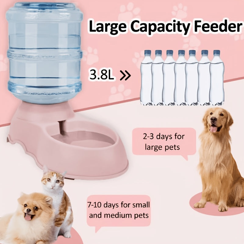 Automatic Gravity Dog Feeder and Water Dispenser 1 Gallon 3.8L - No Batteries Required, Durable PP Material, Suitable for Cats and Small to Medium-Sized Pets, Hands-Free Gravity Feeding Station, Perfect Gift